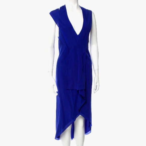 Diane von Furstenberg PANOS Silk Gauze Blue Dress Runway, sz.4 - Picture 4 of 7